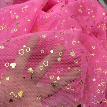 Giysiler için 1m/çok Yüksek Kalite 150cm Geniş Bronzlaştırıcı Örgü Dantel Payet Kumaş Altın Kalp Payet Kumaş Elbise Düğün Dekorasyon