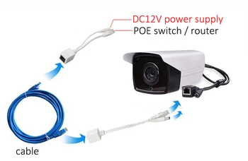 PoE Adaptör, POE Adaptör Kablo DC 12 V Kit Ethernet PoE Splitter & Enjektör Kablosu Üzerinden PoE Pasif Kablo Splitter Güç