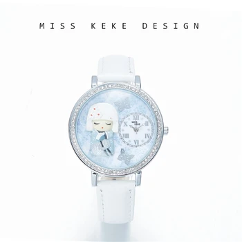 Bayan Keke Özgün Tasarım Snow Queen 3D Kil İzle Kadın kız Bayanlar Kadınlar kuvars deri Wristwatche