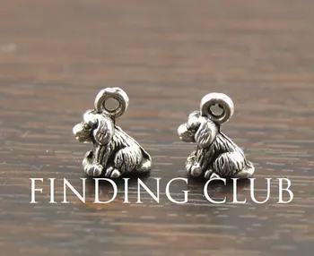 15 adet Antika Gümüş 3D Küçük Köpek Çekicilik DİY Metal Bilezik Kolye Takı Bulguları A1105