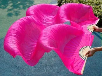 2016 Yüksek Kalite Göbek+doğru Renk 180 Satılık*90 cm rose Hızlı teslimat Sol Fan Dans %100 Gerçek İpek Peçe Dansı İpek