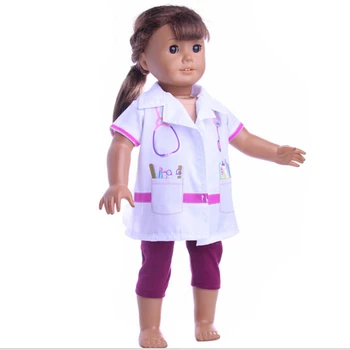 Zapf Doğan Bebek Giysileri set beyaz Doktor kıyafeti uygun 18 inç american girl doll Çocuklar en iyi Doğum günü Hediyesi Giymek