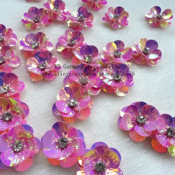 3D Payet Çiçek Dikmek-Yamaları el Yapımı 50pcs/lot 3cm Düğün El Sanatları Ayakkabı Çanta Giysi Tasarımı Aksesuar DİY