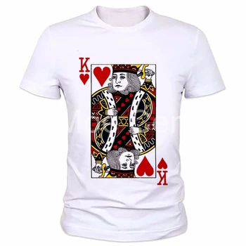 Yeni Avrupa ve Amerika Trend Poker Kral Baskı T Shirt Erkek jack king-kalpler tasarım t 2017 hipster serin erkek tees L7 en fazla 128 gömlek-