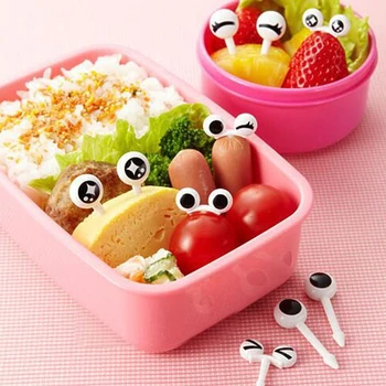 10 adet/Mini Göz Meyve Kutusu Aksesuarları Mutfak Aksesuarları Bento Kullanımlık Plastik Meyve Çatal Dekoratif Sopa Çocuklar Yemek Çatalı Seti