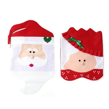2 adet Noel Sandalye Örtüsü Babbo Natale Dekorasyon Şapka Noel Süslemeleri Eve Düğün uygun Kapakları Bay ve Bayan Noel Baba Set