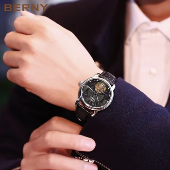 Berny Erkekler İzle Kuvars Mens Moda Üst Lüks Marka Relogio Saat Montre Horloge Masculino Erkek Hombre JAPONYA HAREKETİ Saatler