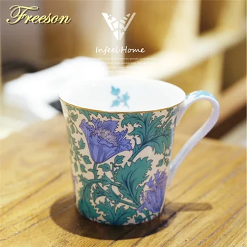 İngiliz William Morris Kemik Çini Kahve Fincanı Nordic Boyama Çay Bardağı Retro Porselen Kahve Fincan Cafe Çay Saati Partisi Çay Bardağı