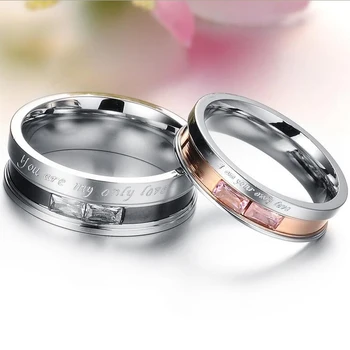 Moda Takı 316 L Paslanmaz Çelik Düğün Nişan Yüzüğü Bir Kaç Parça Fiyat Kübik Zirkon Kadın Erkek Mücevher Yüzük