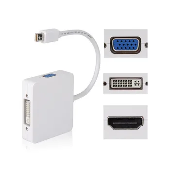 MacBook için HDMI DVI VGA Adaptör Kablosu için el sanatları 3'ü 1 Thunderbolt Mini Displayport DP Pro