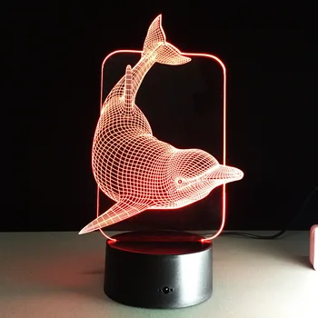 3D yanılsama touch çocuklarla gece gece ışık 7colors Yunus lamba masa yenilik ürünleri Noel ışıkları Led ışık
