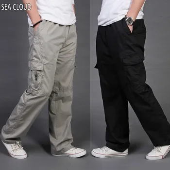 82 Erkek giyim gevşek rahat kargo pantolon erkek artı boyutu %100 pamuk Tulum erkek uzun pantolon marka L-6XL
