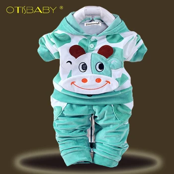 Bebek Erkek Uzun Kollu Kapşonlu T-shirt + Pantolon Sevimli Yürümeye başlayan Çocuklar Rahat Sweatshirt Kazak yeni Doğan Sığır Giyim Setleri Kız