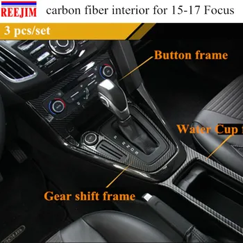 Karbon fiber Dişli paneli bardak tutucu kapı 3 hoş bir özellik-2017 Ford Focus İçin direksiyon havalandırma Dekoratif davaya