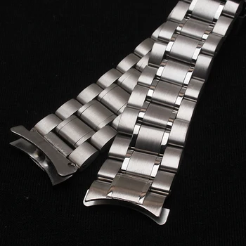 Saat Güvenlik klasik kordonlu saat Paslanmaz Çelik Metal Watche bant 18MM 20 MM 22 MM 24 mm Gümüş fit Erkek uç Kavisli toka Saatler