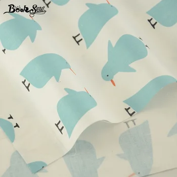 Yatak Salıncak İçin Güzel Mavi Penguen Desen %100 Pamuk Dimi Kumaş Ev Tekstili Kapitone Kumaş Dokusu Bebek Çocuk Giyim