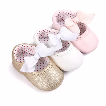 Yeni İlkbahar/Sonbahar Bebek Ayakkabıları Moda Düz Rahat Yumuşak Taban İlk Ayakkabı Güzel Kelebek düğüm Slip-On Walkers Bebek Ayakkabı