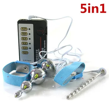 Elektrik Çarpması Anal Plug+2Penis Yüzük Üretral Tak Evde Tıbbi-1 I9 Oyuncak Nabız Fizik Tedavi Yetişkin Ürün Erkek Temalı 64+