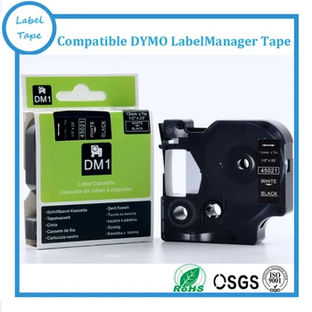 Dymo Profesyonel Labelmakers için Siyah LabelManager etiket kasette DYMO D1 12mm Beyaz 45021 1/2
