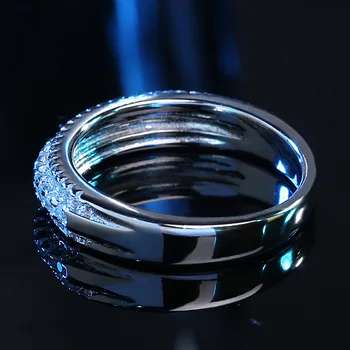 Kadınlar için YİNHED Üç Satır AAA Zirkon CZ Sole alyans ZR355 925 Gümüş Nişan Yüzüğü Takı Hediye Katı
