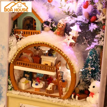 Ahşap Diy Dollhouse Minyatür Bebek Evi Miniaturas Oyuncak Evi Yaratıcı Doğum günü Hediye KUTUSU GİZLİ Gizemli Rüya