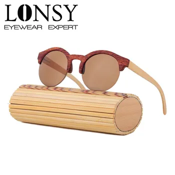 Yeni moda Yuvarlak Çerçeve Ahşap güneş Gözlüğü Erkekler Kadınlar Retro Gafas el Yapımı Bambu Ahşap güneş Gözlüğü