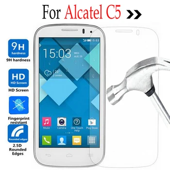 Sertleştirilmiş Cam İçin ALCATEL One Touch Pop C5 4.5 inç Ekran Koruyucu Film Temizleme Aracı Güncellemesi C5 5036 OT5036 5036D