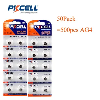 500Pcs/50card PKCELL 1.5 V Pil AG4 İzle Pil Aksesuarları AG4 LR66 SR66 sr626sw SR626 177 626 377 LR626 Düğme, düğme pil
