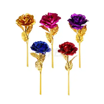 24K Altın Kaplama Çiçek Sevgililer Günü Hediyesi Doğum günü Romantik Golden Rose Ev Dekorasyonu Şenlikli Parti Malzemeleri Gül