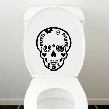 6WS0200 kafatası Sevgi Barış Hippi Banyo Tuvalet Duvar Çıkartması Sticker Ev Dekor Vinil