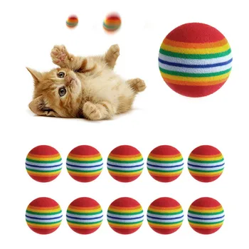 Sevimli 10 adet Renkli Pet Gökkuşağı top Köpük Topları İnteraktif Köpek Komik Oyuncak hediye kedi küçük top pet oyuncak Eğitim Getir