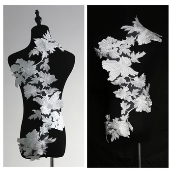 Büyük boy Çiçek dantel sahne performansı elbise moda elbise dikmek için yama aplike işlemeli yamalar dekorasyon