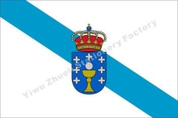 (3x5FT) 150X90cm bayrağı Galicia İspanya 120 g 100D Polyester Çift Yüksek Kaliteli Banner Ücretsiz Kargo Dikişli