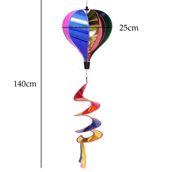 Renkli Gökkuşağı/Izgara Sıcak Hava Balonu Şerit Spinner Bahçe Bahçe, Açık Dekor Rüzgar Rüzgar Tulumu
