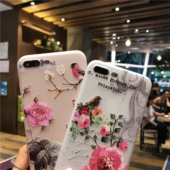 İPhone 6 İçin iPhone İçin iPhone İçin 3D Kabartma Kapak 6 Vaka Sevimli Çiçek Silikon Mat Yumuşak Bu 7 Kılıf Lüks İnce Kılıf Artı