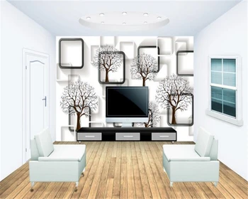 Yatak Odası Beibehang Özel duvar Kağıdı Siyah ve Beyaz Kutu 3D Ağaç Stereo Basit arka Plan Duvar Oturma Odasında TV arka Plan, 3d Duvar