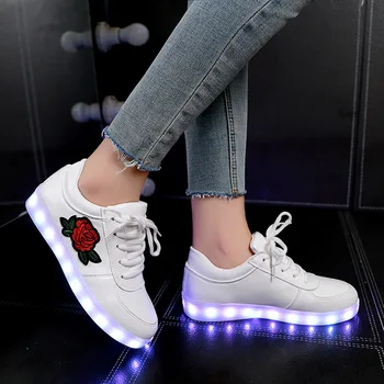 2017 sonbahar yeni 27 - 44 ışık çocuk ışık spor ayakkabı LED ışıklı kız ve erkek rahat ayakkabılar şarj USB