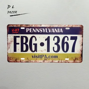 DL - FBG 959 Pennsylvania plaka garaj duvar sanatı dekor metal poster antika tepsi