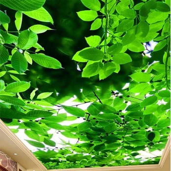 Özel Tavan Duvar Kağıdı 3D Stereo Yeşil Doğal Manzara Fotoğraf Duvar Kağıtları Oturma Odası Pasoyu De Parede 3D Sala Roll Yaprakları