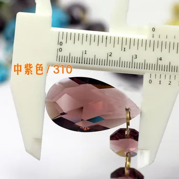 Seç: 14 mm sekizgen Boncuk ile 12pcs/lot (MM) Orta Mor Kristal avize Kolye ( 38 mm Kristal Cam melek gözyaşı)