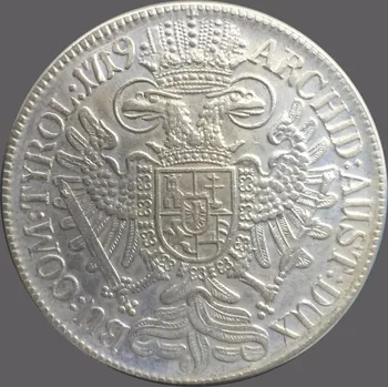 1704 Avusturya Kutsal Roma İmparatoru Charles VI 1 Thaler Pirinç Gümüş Sikke Kopya Kaplama
