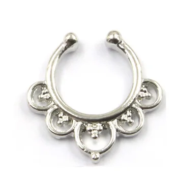 30pcs sahte piercing nez gümüş ve altın klip sahte çember burun halkası N0053 kadınlar için vücut takı piercing gül