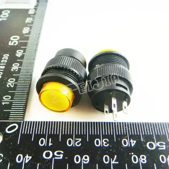 LED Sarı 1A/250V 4Pin Olmayan Kendini-kilitleme Düğmesi Anahtarı (Kendinden reset düğmesi) 10 adet/çok R17-503BD