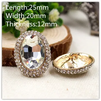 *12mm elmas Taklidi Düğmesi oval akrilik düğmeler,çiçek desenleri, düğmeler, konfeksiyon aksesuarları DİY 20 mm*1551013,1 adet,25 mm malzeme
