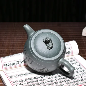 320ml Yixing Zisha Çaydanlık Otantik el Yapımı Yeşil Kil Çamur Kaplan çaydanlık Kung Fu Çaydanlık Ücretsiz Kargo Yalan