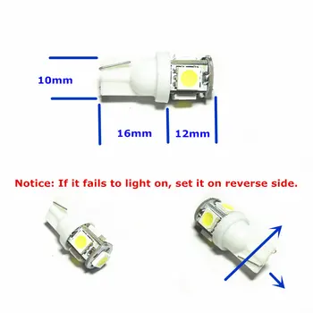 24 V(5*5050 SMD Beyaz Renk Araba Ampul Lamba T10 W5W W8 AÇTI.1X9.Sinyal için 5d Üst Genişliği Işık Okuma