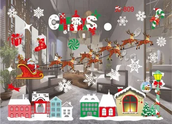 Ev için DİY Neşeli Noel Kar Şehir Duvar Çıkartmaları Çıkarılabilir PVC Duvar Çıkartma Sticker Christmas Eve Noel Dekorasyon