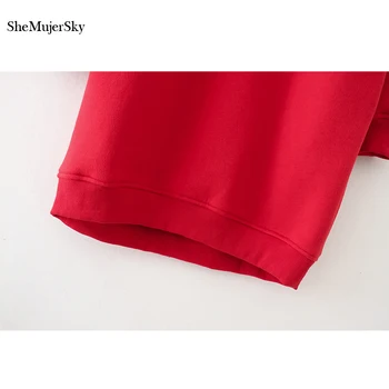 SheMujerSky Uzun Kapşonlu Elbise O Boyun Mavi Kırmızı Kazak Sıcak Güzel kadın moletom Kadın Kapüşonlu Kattık