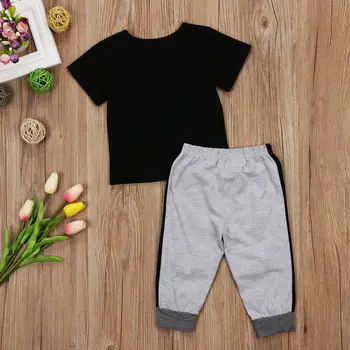 Yeni Yürümeye başlayan Çocuklar Elbise Çocuklar Bebek Çocuk Kısa Kollu T-shirt Mektup Kazak Seti Rahat Çocuklar Harem Pantolon Bebek Çocuk Giyim Üstleri