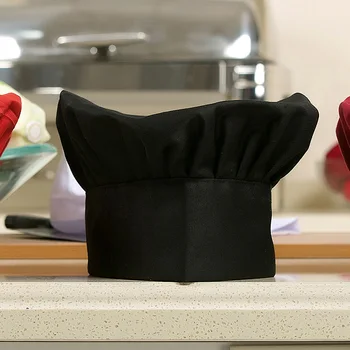 2018 yeni Sıcak Satış aşçı şapkası mantar şef şapka düz renk işi şapka ayarlanabilir mutfak kap En kaliteli pileli
